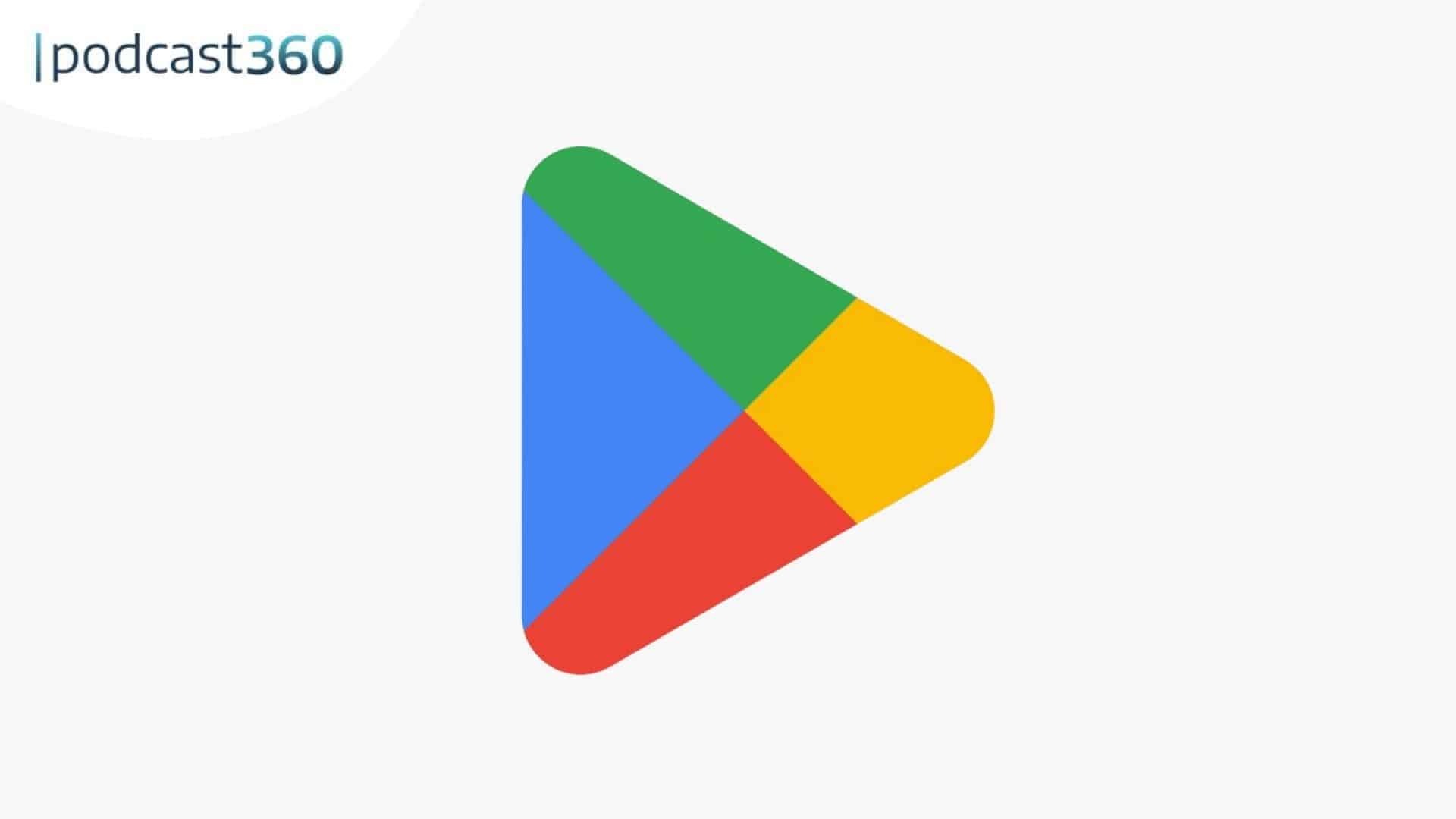 Google Play-Logo mit dem Text "podcast360" in der oberen linken Ecke auf weißem Hintergrund.